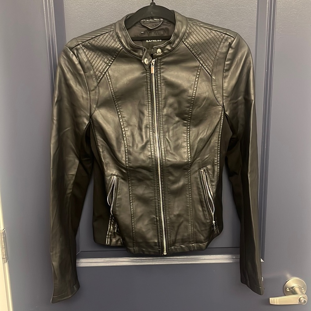 Black faux leather Express jacket